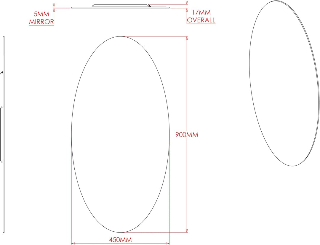 Croydex Belham Badezimmerspiegel, oval Spiegel, Glas, Silber, Einheitsgrösse, Belham