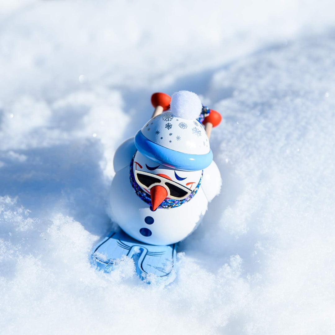 Seiffener Volkskunst | Deko Räuchermännchen | Cool-Man Räuchermann 11 cm | Schneemann | Original Erz