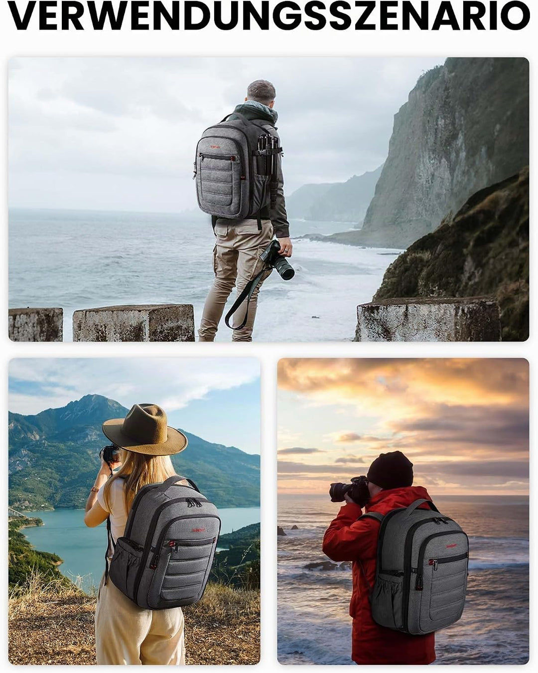 bagsmart Kamerarucksack Spiegelreflex Kameratasche für Fotografen, Wasserdichter Fotografie Reiseruc