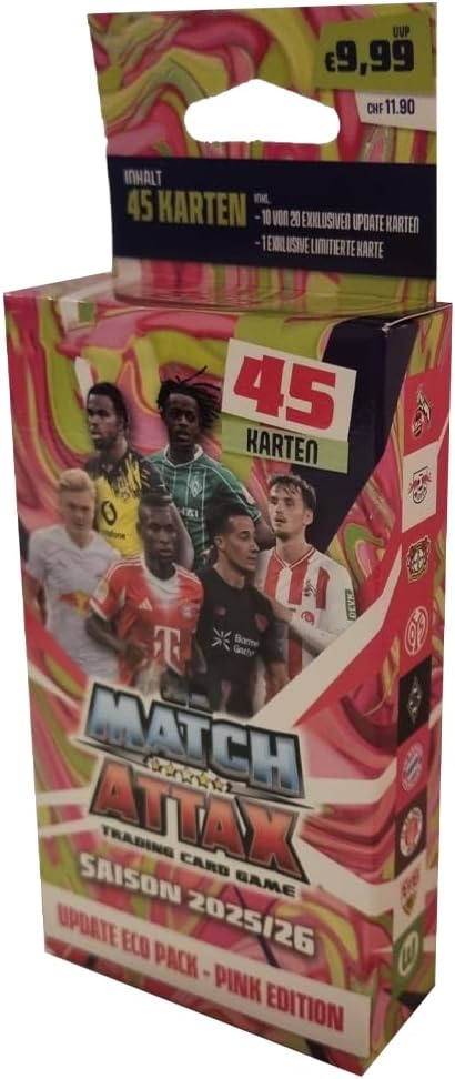 Topps Match Attax Bundesliga 2025/2026 – Update ECO-Pack (Pink Edition) | 45 Karten + 1 Exklusive Li
