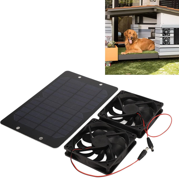 Oumefar Solarbetriebener Ventilator, Solarpanel-betriebener Doppelventilator aus Silikon-Kunststoff,
