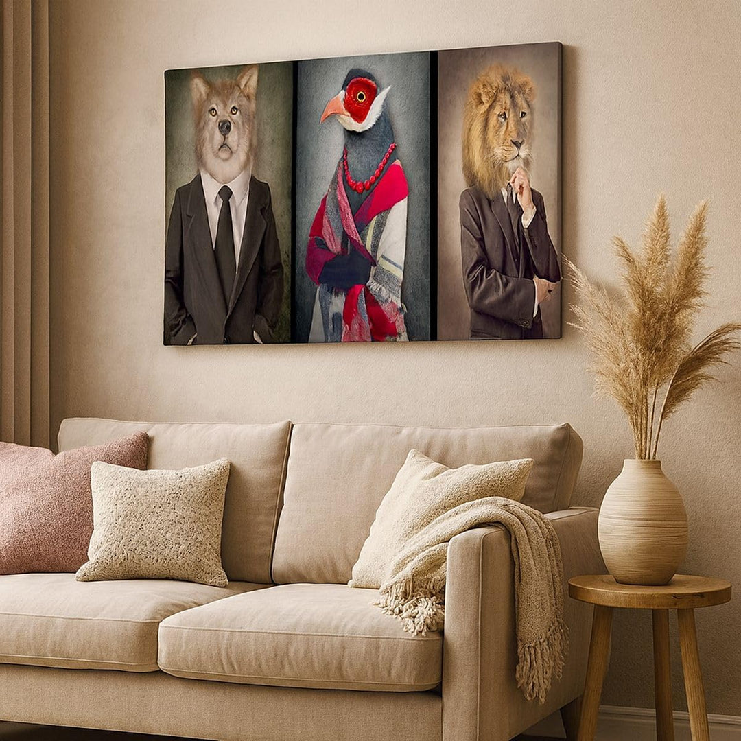 Bilder auf Leinwand 100x70cm Leinwandbild mit Rahmen Tier Abstraktion Gross Wanddeko Bild Schlafzimm