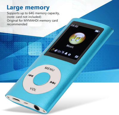 MP3-Player/MP4-Player, MP4-Musikplayer Unterstützt Bis zu 64 GB TF-Karte, Digitaler 1,8-Zoll-LCD-Bil