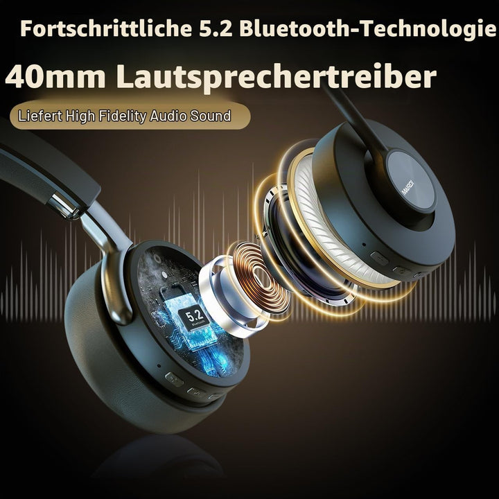 Headset mit Mikrophone Bluetooth, Hybrid Active Noise Cancelling Kabelloses Headset für PC Laptop, 3