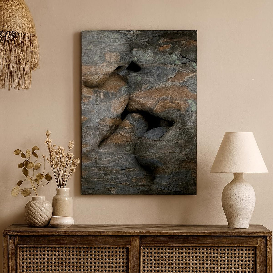 Bilder auf Leinwand 55x100cm Leinwandbild mit Rahmen Frau Mann Kuss Abstraktion Gross Wanddeko Bild