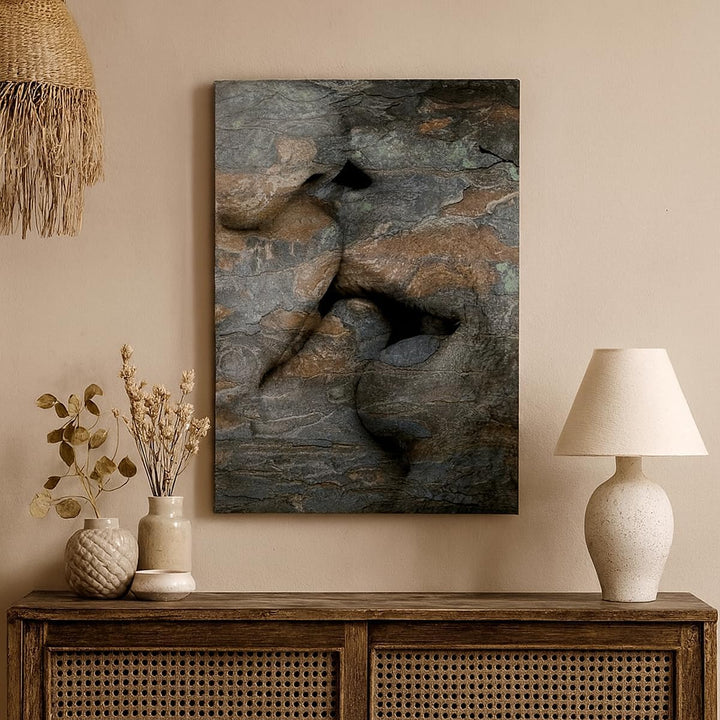 Bilder auf Leinwand 55x100cm Leinwandbild mit Rahmen Frau Mann Kuss Abstraktion Gross Wanddeko Bild