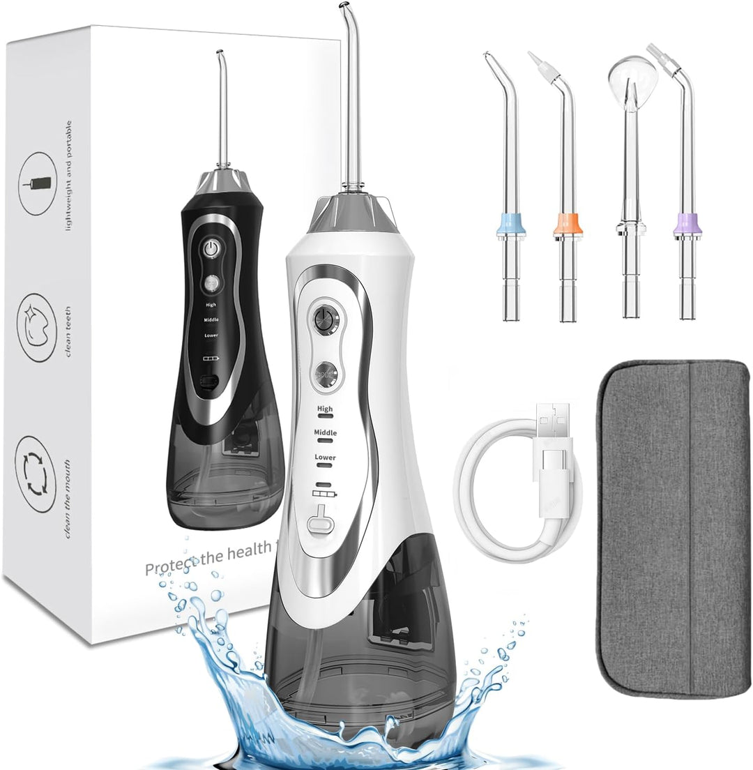 EVISTR Wasser Flosser für Zähne - Cordless Oral Irrigator 300ML 4 Jet-Tipps - Elektrische Wasser Zah