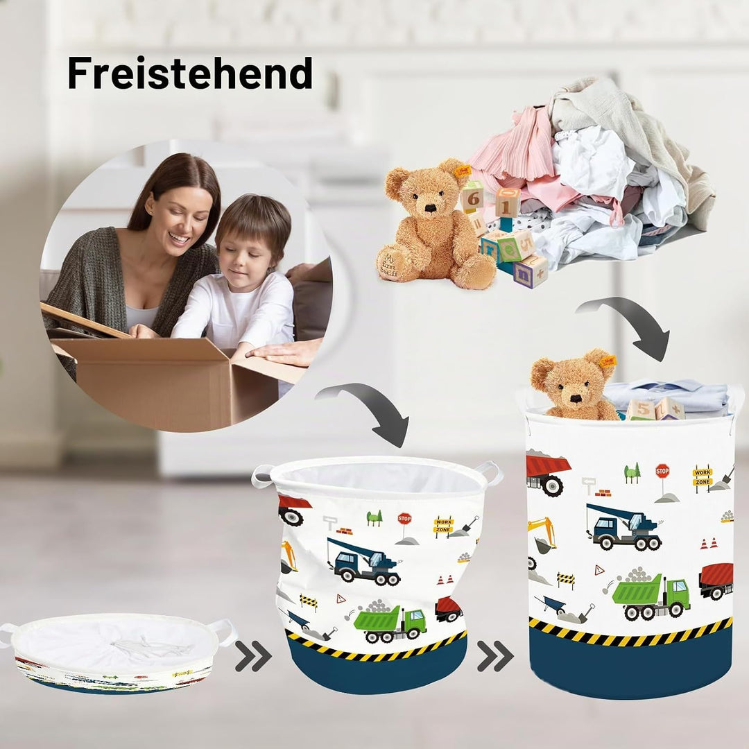 Clastyle Auto Kinder Wäschekorb mit Henkel Faltbar Kleidung Spielzeug Aufbewahrungskorb Jungen Aufbe