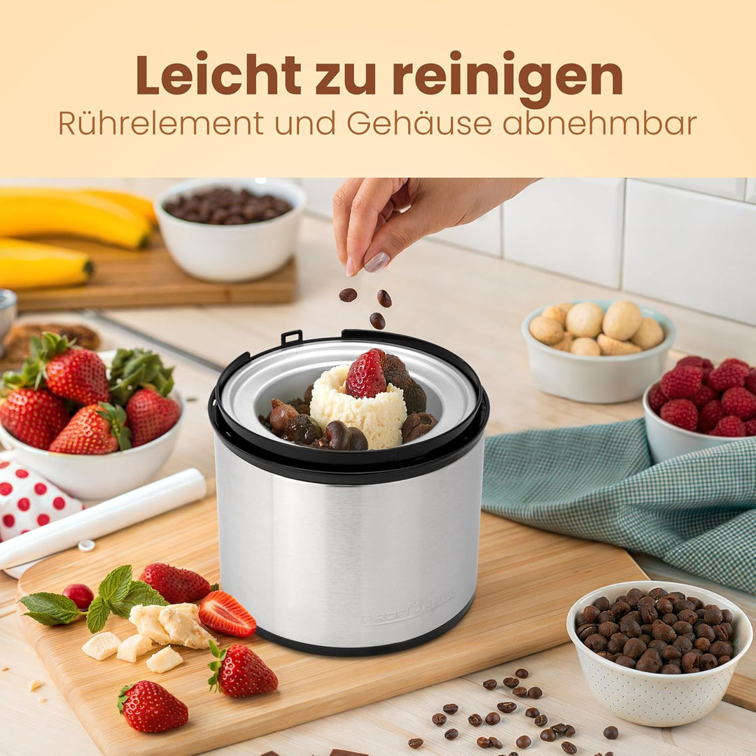 Profi Cook Eismaschine PC-ICM 1140 Eiscreme-Maker für Speiseeis, Frozen-Joghurt und Sorbet, inkl. Re