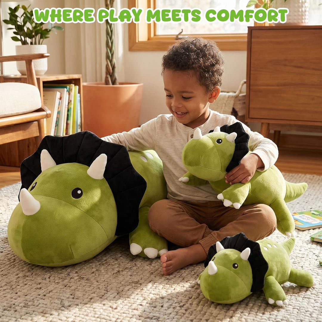 Xfrog Gewichtetes Dinosaurier Kuscheltier, Weiches Triceratops Plüschtier Kuscheltierkissen mit Gewi