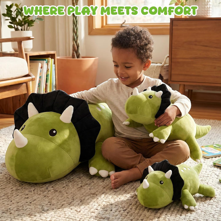 Xfrog Gewichtetes Dinosaurier Kuscheltier, Weiches Triceratops Plüschtier Kuscheltierkissen mit Gewi