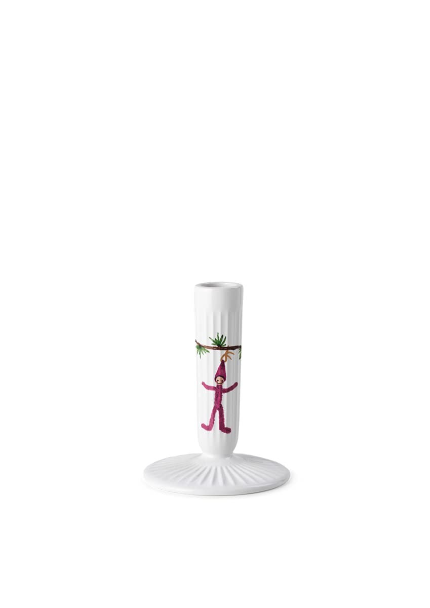 Kähler Kerzenständer H12 cm Hammershøi Christmas mit Aquarellmalerei, Weiss 12cm, 12cm