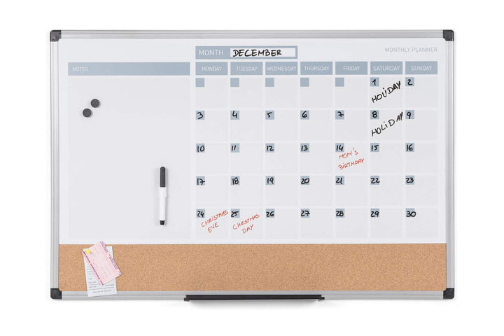 Bi-Office Dry-Erase Monatsplaner 3in1, Kunststoffrahmen, 90 x 60 cm