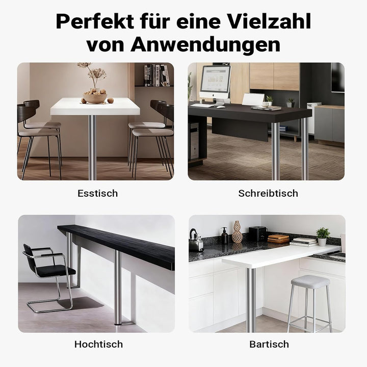Wiltec Edelstahl Tischbein 4er Set Möbelfuss Verstellbar Ø60mm 710mm Nickel Nickel 710 mm, Nickel 71