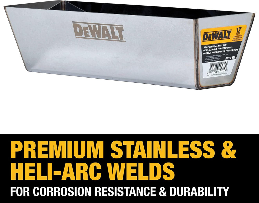 DEWALT 12" Drywall Mud Pan | Stainless Steel | DXTT-2-332 12 Inch, 12 Inch