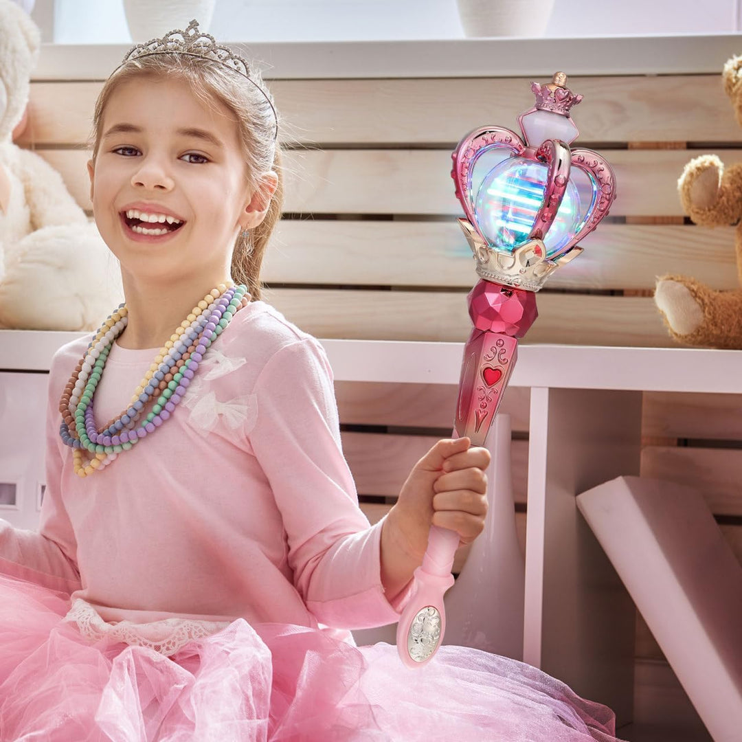 MAGICLULU Leuchtender Feenstab für Kinder - Magischer Prinzessinnen Zauberstab mit Musik & 360° Dreh