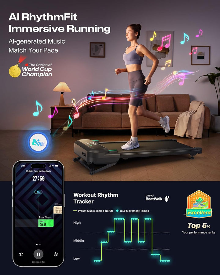 UREVO Smart Walking Pad – Premium Laufband fürs Homeoffice, extra grosse Lauffläche, leiser Motor, A