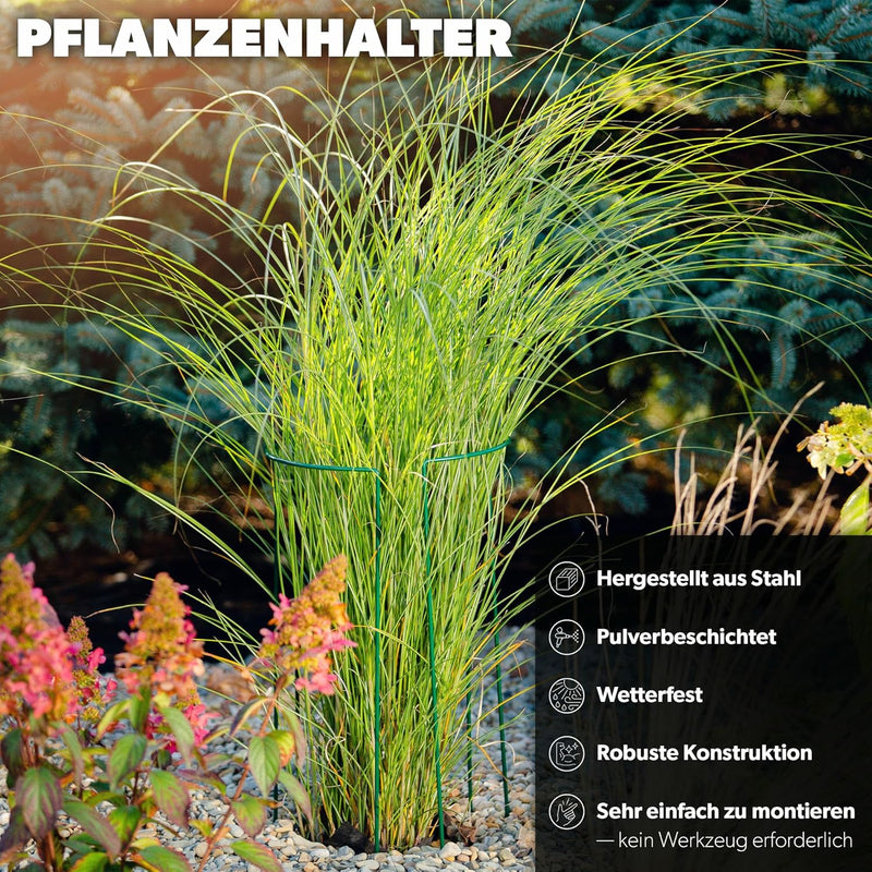 KADAX Pflanzenhalter, 3 Stück, Pflanzenstütze aus Stahl, halbrunde Rankhilfe für Pflanzen, Garten, w