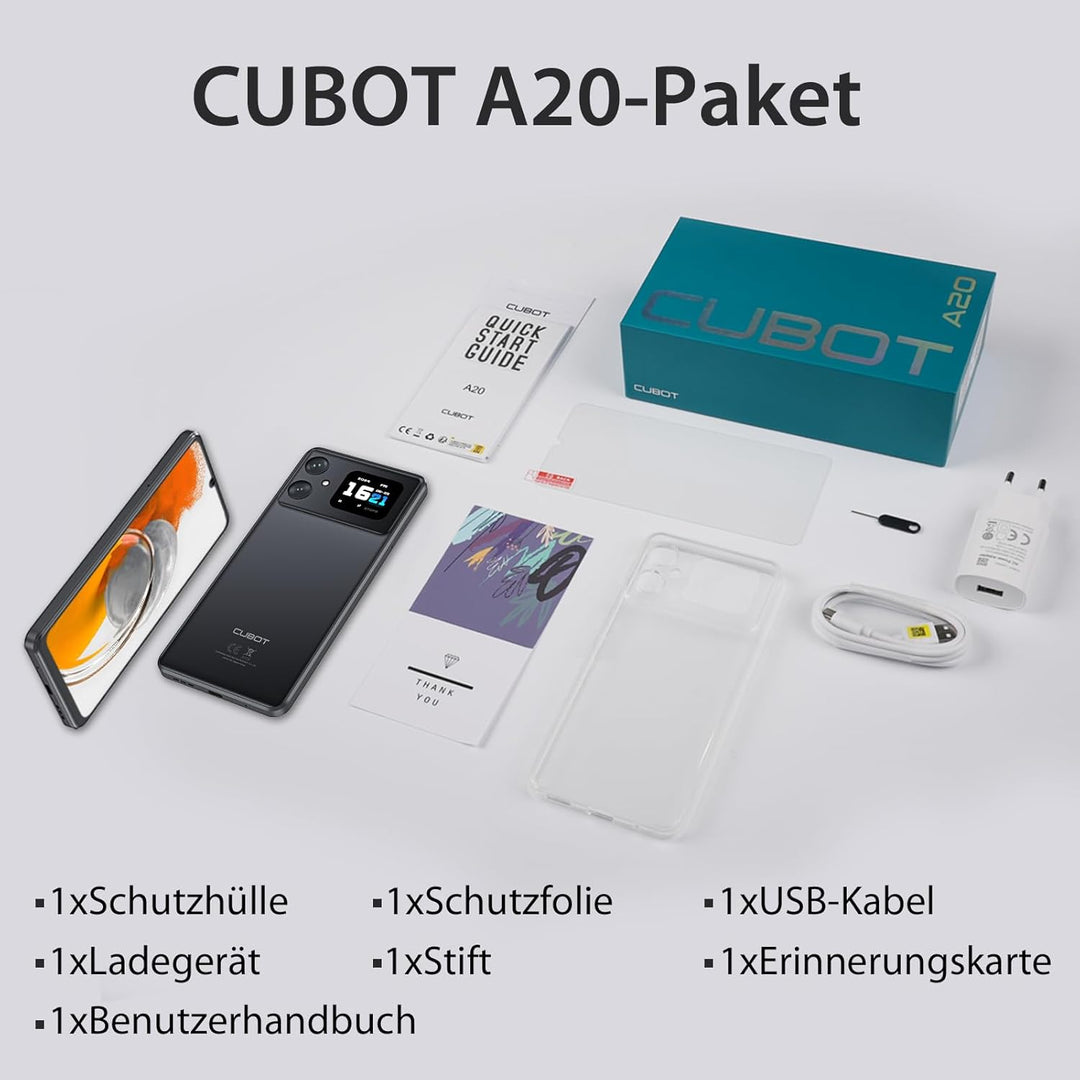 CUBOT A20 Handy Ohne Vertrag Android 14,6.75'' HD+ Octa-Core 90Hz Günstig Smartphone,12GB+128GB/1TB
