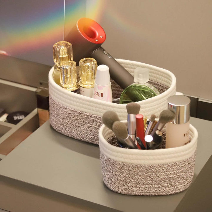 Aufbewahrungskorb Baumwollseil Geflochten 4er-Set,Körbe Aufbewahrung Bad Wickeltisch Organizer Flech