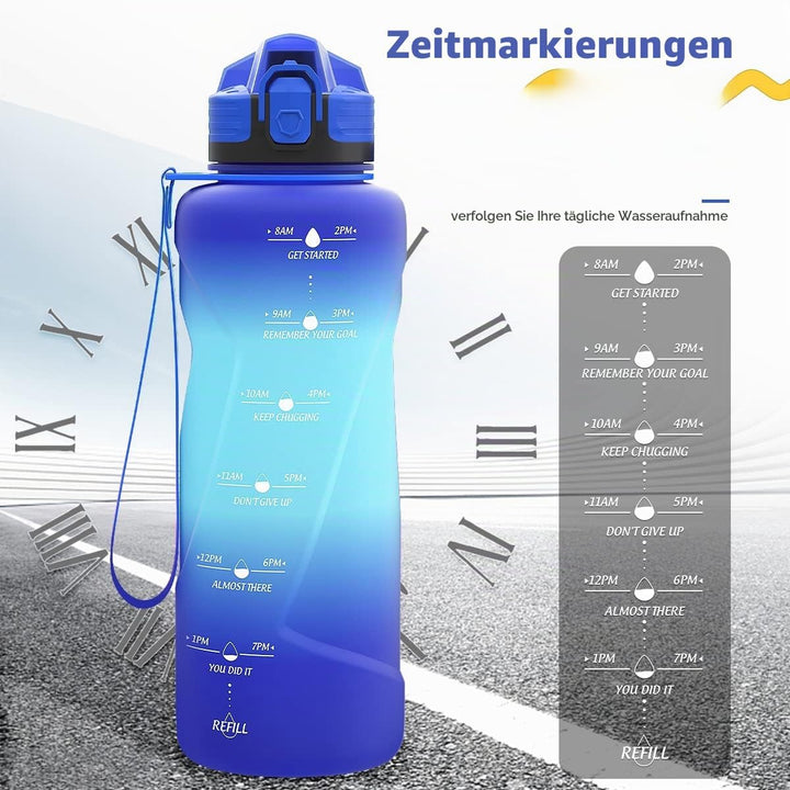 Sport Trinkflasche 2l, 1,5l, 1l, 700ml, 500ml Trinkflasche Kinder Auslaufsicher, Motivierende Wasser