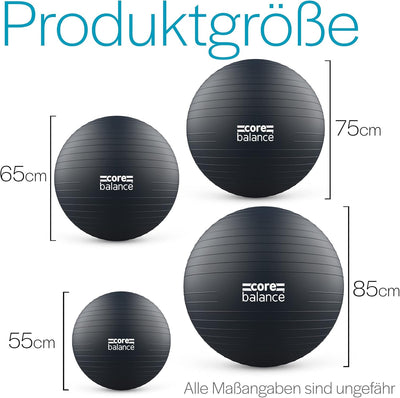 Core Balance, berstsicherer Gymnastikball - für Fitness Yoga Schwangerschaft - 55cm 65cm 75cm 85cm -