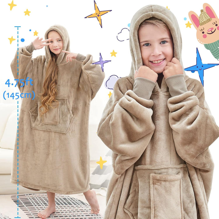 FUSSEDA Übergrosse Tragbare Decke Sweatshirt, Super Dicke Warme Sherpa Fleece Kuscheldecke Hoodie mi