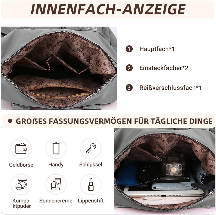 DIRRONA Elegant Damen Umhängetasche Gross Kapazität Handtasche Casual Reise Schultertasche Multi Tas