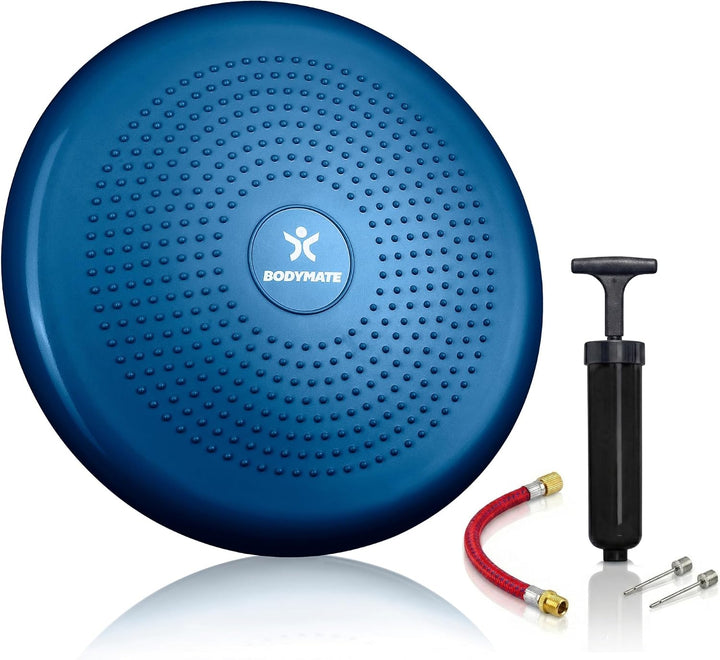 BODYMATE Ballsitzkissen inkl. Pumpe 34cm Durchmesser - Balance-Kissen, Luftkissen, Balance Pad, Nopp