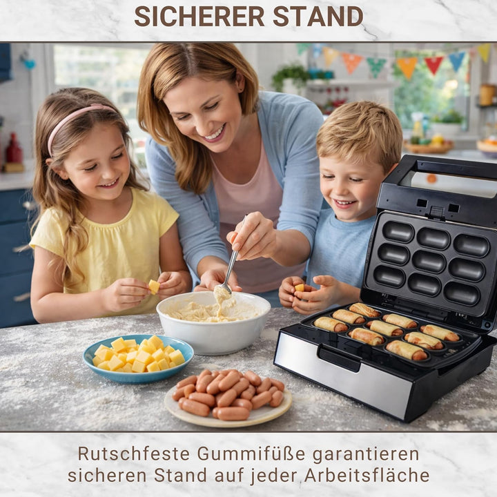 Syntrox Brezel Nugget Maker mit Wechselplatten, Edelstahl, schnelles Aufheizen, Antihaftbeschichtet,