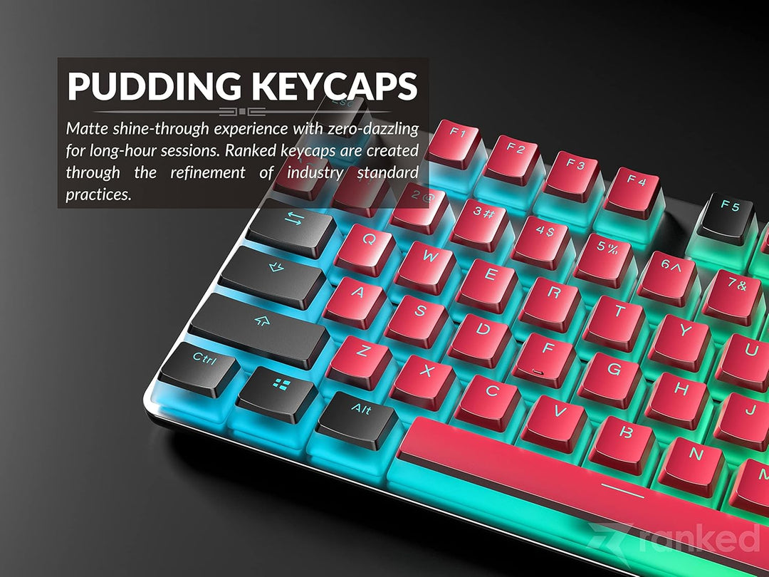 Ranked Pudding PBT-Tastenkappen | 112 Double Shot Transluzent ANSI US- und ISO-Layout | OEM-Profil f