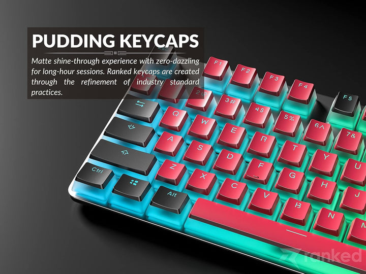 Ranked Pudding PBT-Tastenkappen | 112 Double Shot Transluzent ANSI US- und ISO-Layout | OEM-Profil f