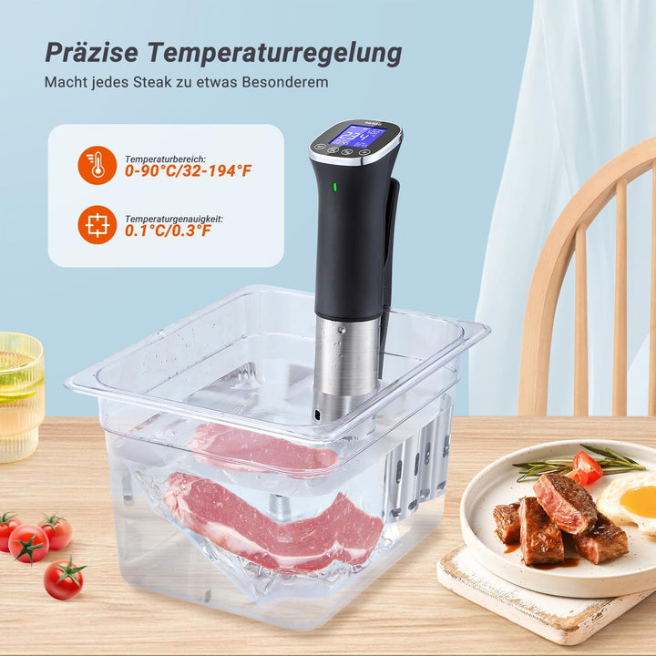Sous Vide, Sous Vide Stick ISV-300W WLAN Professioneller Küchenroner, 0-90℃ Niedertemperaturgaren |
