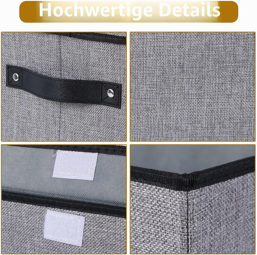 YheenLf Aufbewahrungsbox mit Deckel, Kleiderschrank Organizer, Stoff Grau Aufbewahrungsboxn mit Fens