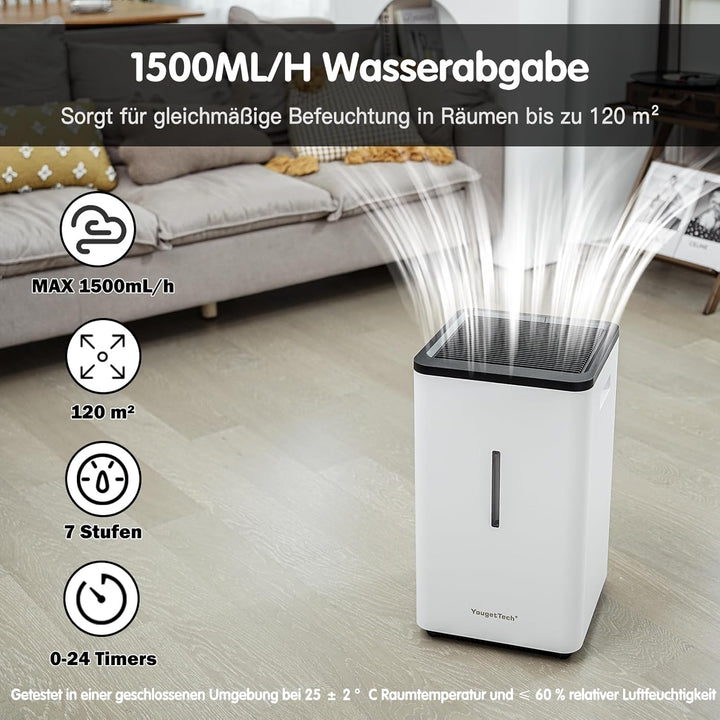 6,5 L Top Fill Luftbefeuchter, Verdunstungsme Luftbefeuchter, 1500 ml/h, automatische Abschaltung, W