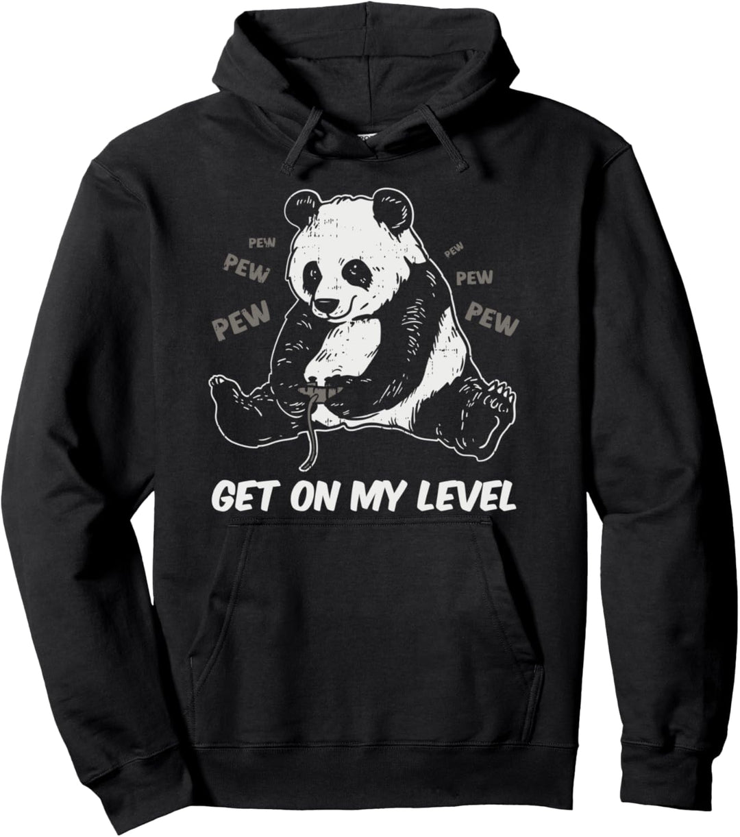 Video Gamer Get On My Level Gaming Panda Pullover Hoodie