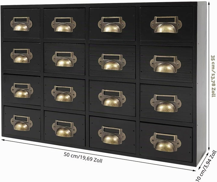 Garbenat Holz Schubladenbox 4 X 4 Stufige SchubladenOrganizer Vintage Apothekerschrank mit 16 Schubl