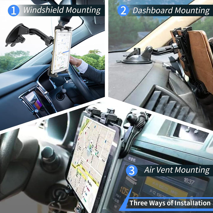 Tablet Halterung Auto, 360° Drehbare Verstellbare iPad Autohalterung, Universal Armaturenbrett Winds