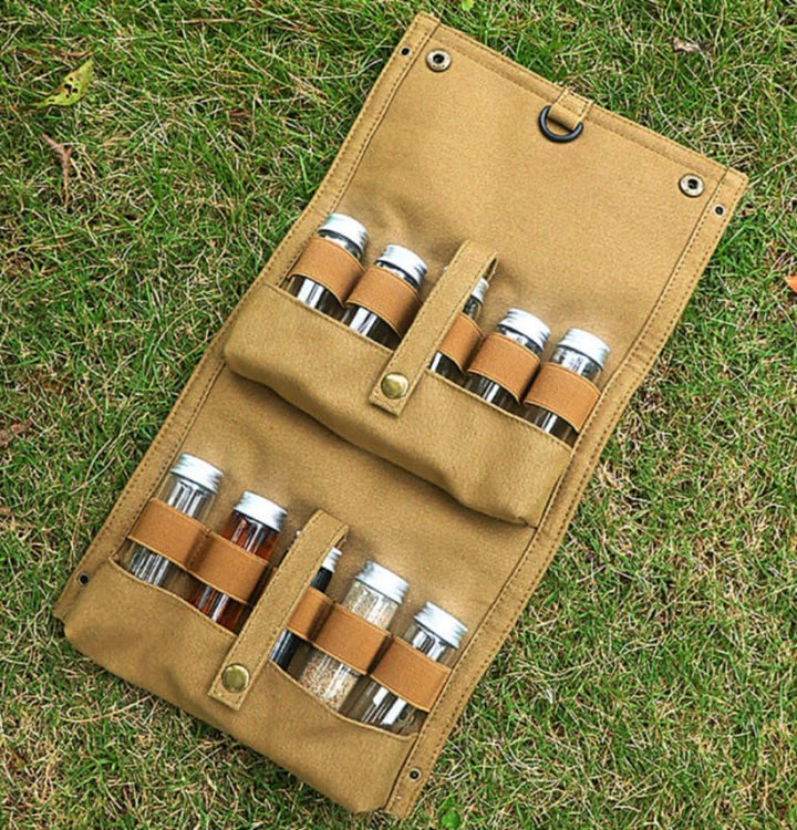 ACEXIER Outdoor Camping Tragbare Picknick Grill Gewürz Flasche Aufbewahrungstasche (Tan), Tan