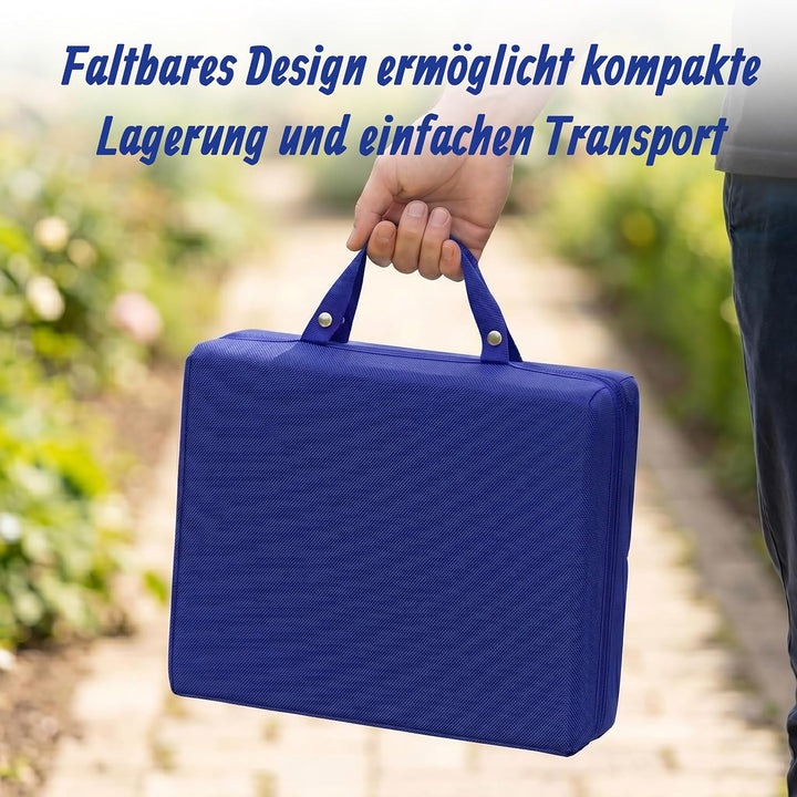 Relaxdays Kniekissen, faltbar, Garten, Werkstatt, Yoga, dunkelblau | Schaumstoff, Tragegriffe, HBT: