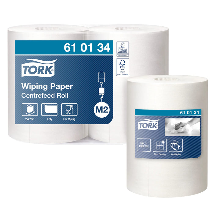 Tork Mehrzweck-Papierwischtücher mit Innenabrollung Weiss M2, Hand- und Oberflächenreinigung, 2 × 27