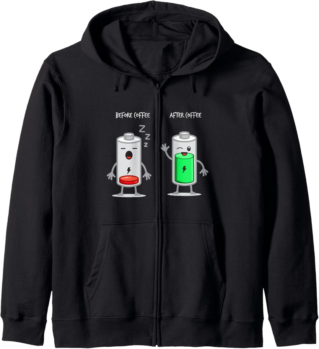 Batterie Akku Laden Aufladen Kaffee Trinken Energie Geschenk Kapuzenjacke