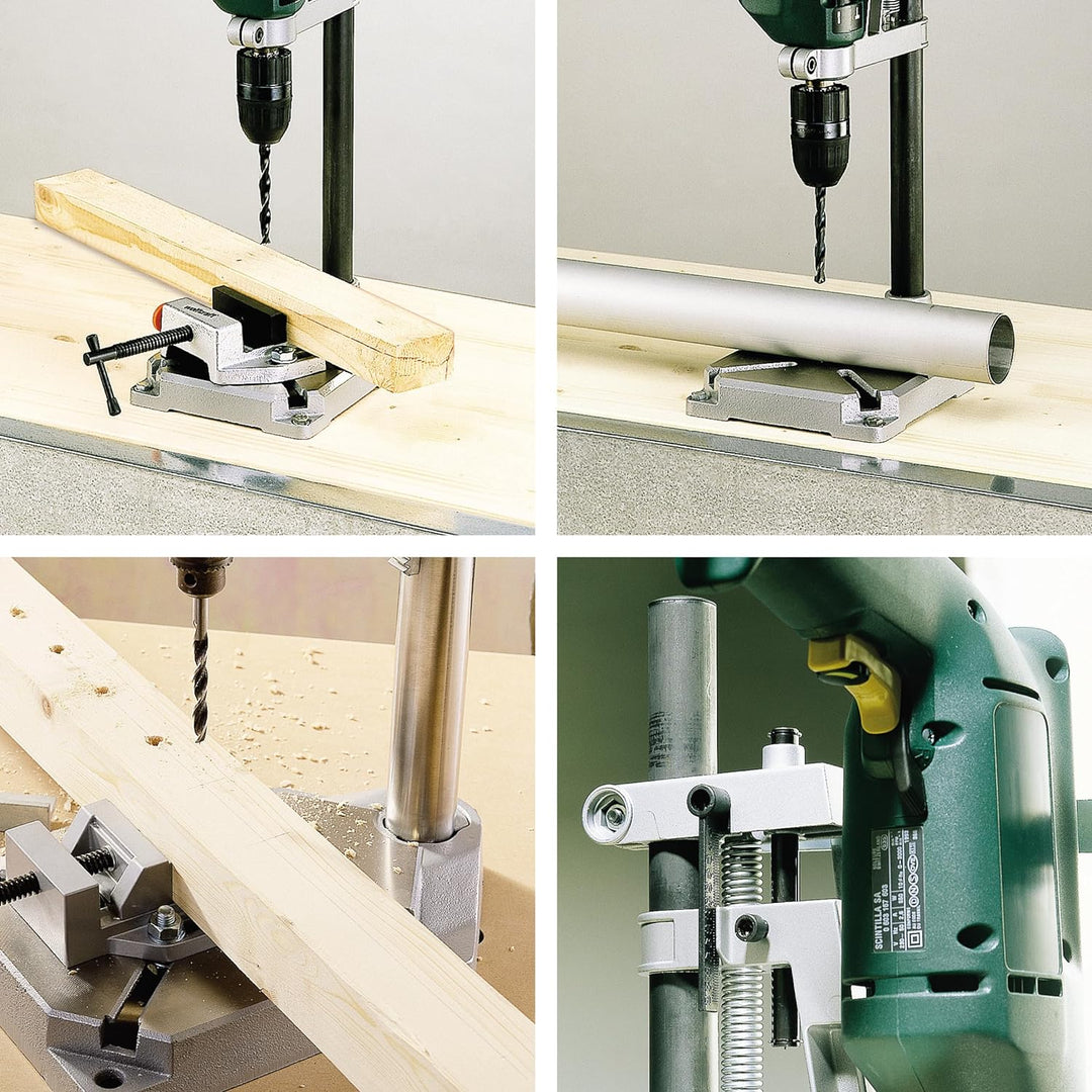 wolfcraft 3406301 Bohrständer mit Schraubstock, Bohrständer mit Schraubstock