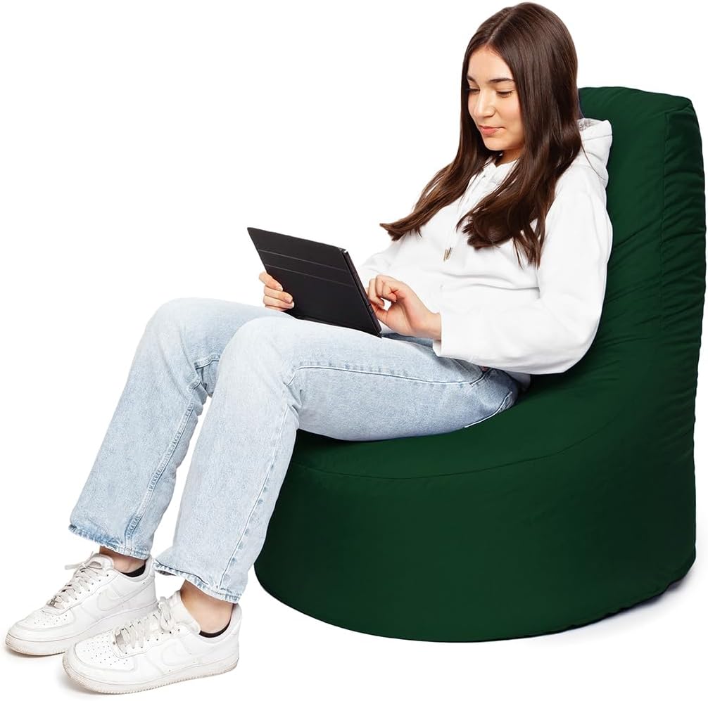 PATCH HOME Gamer Sessel inkl. Würfel Bean Bag Set Ø75cm, 30cm Sitzhöhe, 80cm Höhe + 35x35cm Würfel D