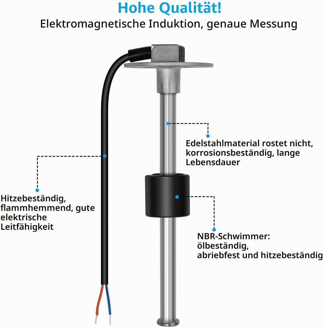 Kraftstoffanzeige,Rupse Universal Auto Kraftstoffstandsanzeige Tankuhr mit Wasserstandssensor Krafts