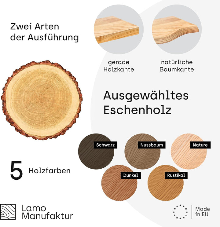LAMO Manufaktur 3 Stück Wandregal aus Holz mit unsichtbarer Befestigung 40/35/30cm | Wandregal aus 1