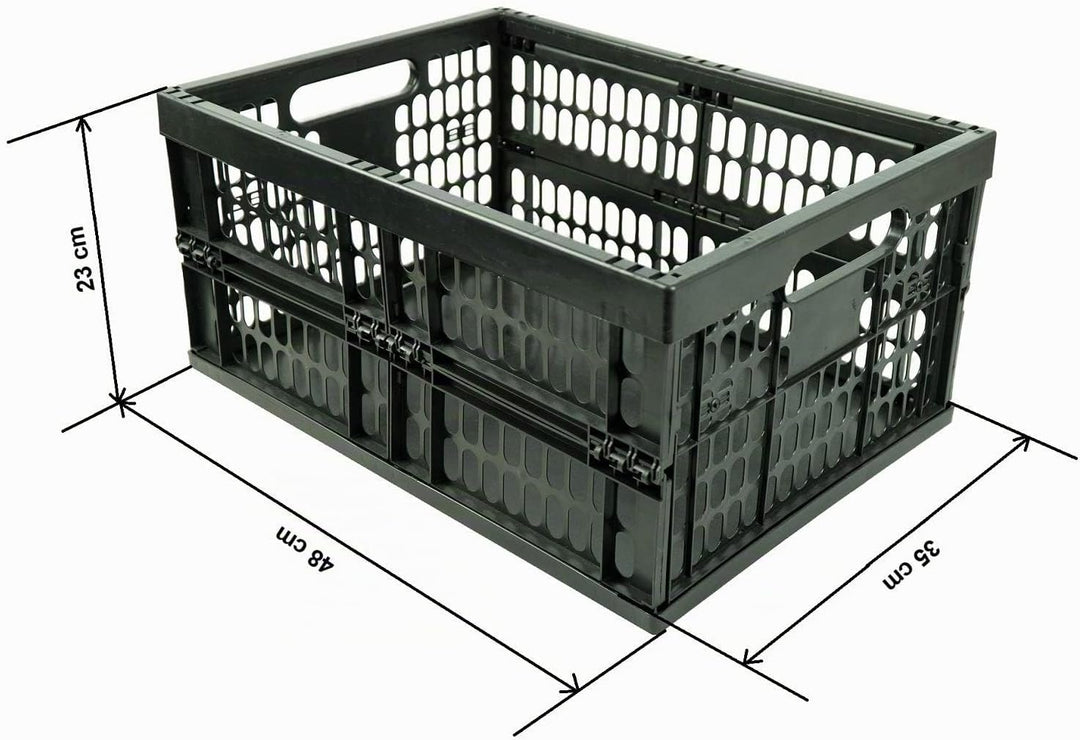 HRB 4 Stück stabile Profi Klappbox, 32 Liter Volumen pro Einkaufsbox klappbar, Klappboxen mit Massen