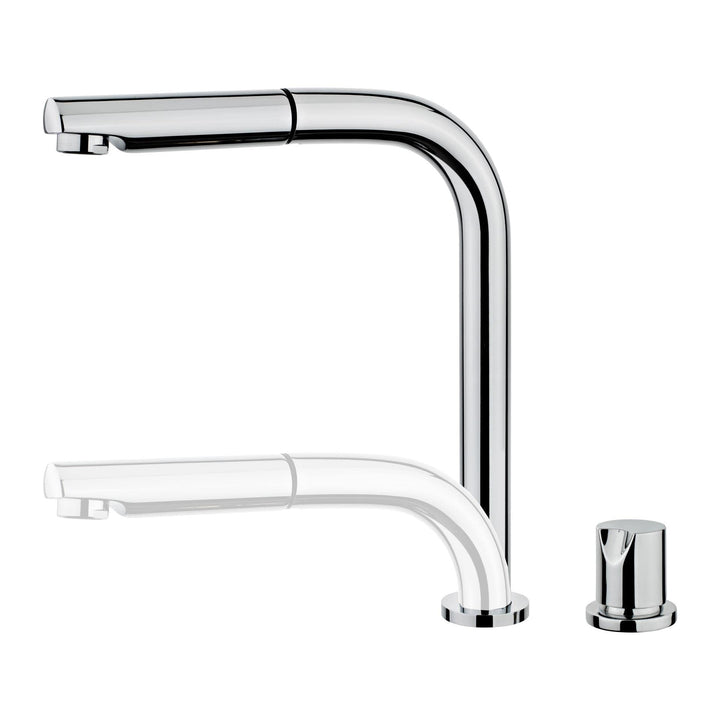GRIFO AUK 983 CROMO Práctico monomando para colocar delante de ventana, con doble orificio, dos posi