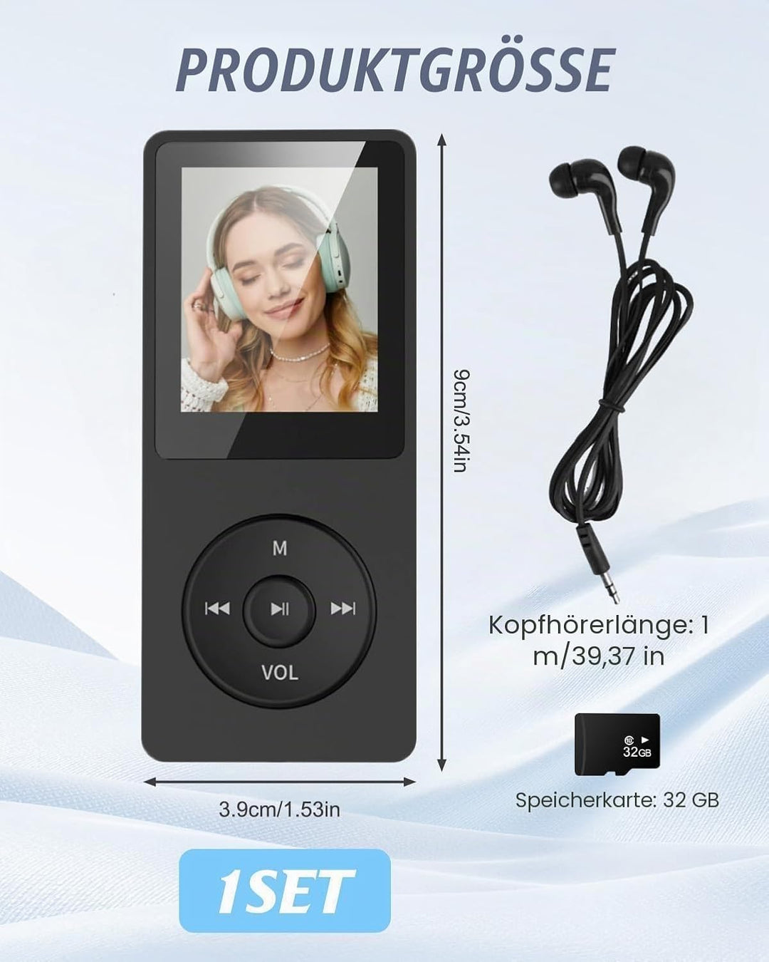 Bluetooth 5.0 MP3 Player mit 70 Stunden Wiedergabezeit, 32GB Speicher, Verlustfreier Klang, HD Lauts