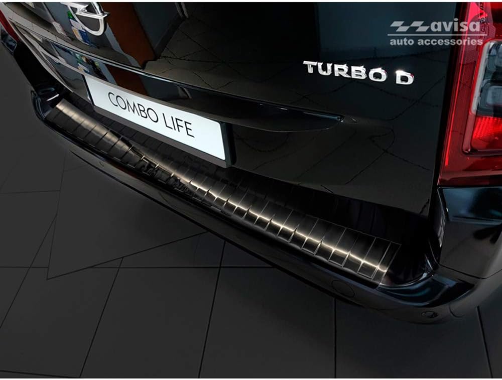 Avisa Schwarz Edelstahl Heckstossstangenschutz kompatibel mit Citroën Berlingo (Multispace) & Peugeo